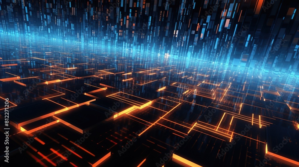 Aufkleber 3d rendering of a circuit board with glowing lights, perfect for technology or innovation concepts.