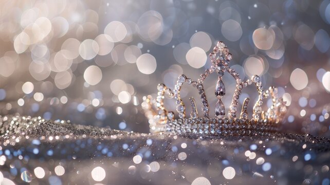 Sparkling tiara with bokeh effect in background
