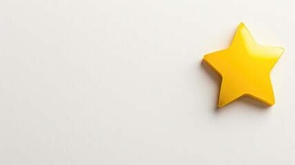 Obraz premium Yellow star-shaped object on white surface, placed off-center to right