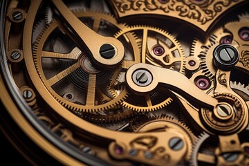 Fototapeta na wymiar Intricate gears of a close-up watch, Intricate gears of a close-up watch.
