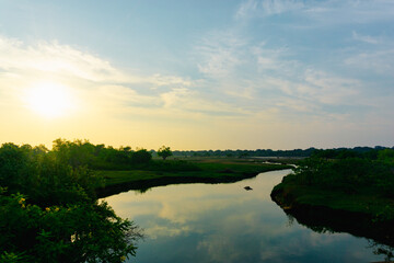 Beautiful natural scenery of river in Sri-Lanka tropical green forest