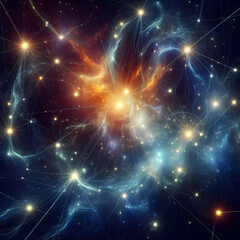 Obraz premium neural network, shine, technical, light, energy, blue, connect, code, virtual, internet, computer, learning, future, ai, anatomy, vector, effect, big, information, wave, blur, science