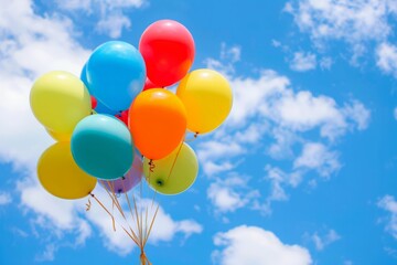Colored balloons on the background of blue sky