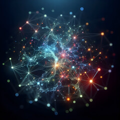 Obraz premium neural network, shine, technical, light, energy, blue, connect, code, virtual, internet, computer, learning, future, ai, anatomy, vector, effect, big, information, wave, blur, science