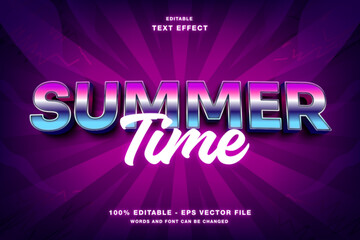 Summer Time Neon 3d text style effect template editable