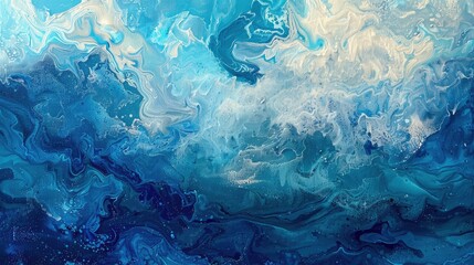 A beautiful painting capturing the azure water and cloudy atmosphere of the ocean, where liquid waves meet the sky in a stunning display of art AIG50