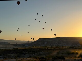 air balloon at sunset