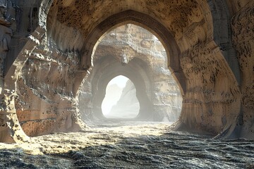 Beautiful Old Cave in Desert, Ai Generated