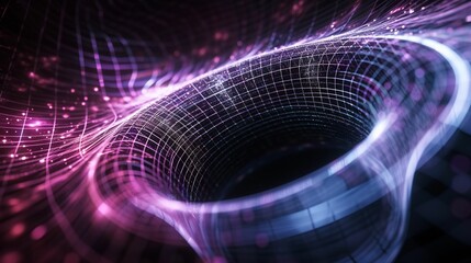Purple and Black Background With Lines and Dots