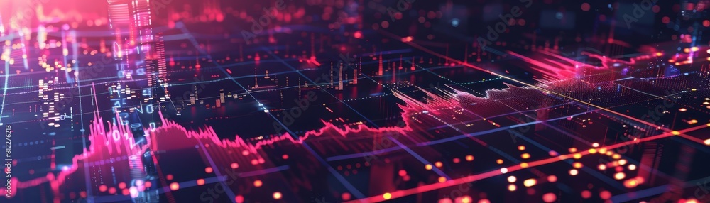 Wall mural chart flat design top view cryptocurrency markets theme animation complementary color scheme