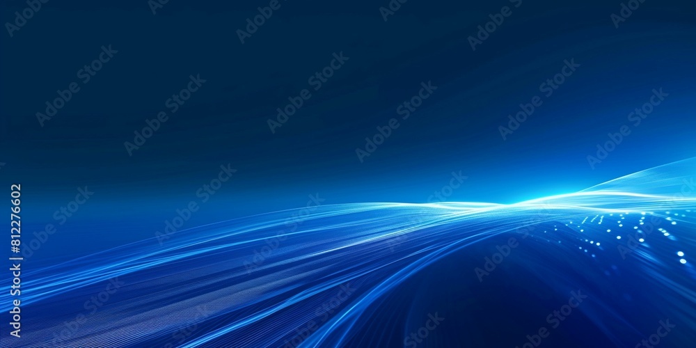 Poster blue abstract background with lines and dots