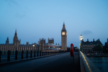 The Big Ben and Houses of Parliament at night. travel banner
