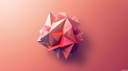 A pink and orange paper sculpture on a beige background, AI