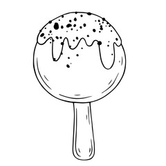 Linear sketch, coloring of ice cream on a stick. Vector graphics.