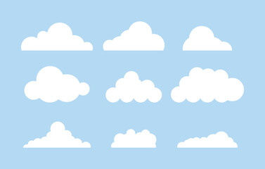 set white clouds flat on blue sky