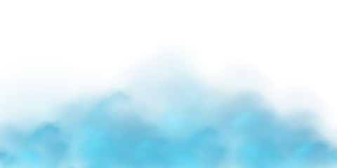 Blue turquoise smoke on white background. Blue smoke border  on transparent background