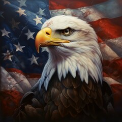 The national bird of the United States, the Eagle with American flag conveys a sense of pride and patriotism in a beautiful and impactful way