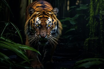 Canopy Conqueror The Tiger's Silent Passage Through the Dense Jungle Undergrowth