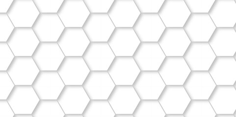 vector abstract pattern with hexagonal white and gray technology line paper background. Hexagonal 3d grid tile and mosaic structure mess cell. white and gray hexagon honeycomb geometric copy space.