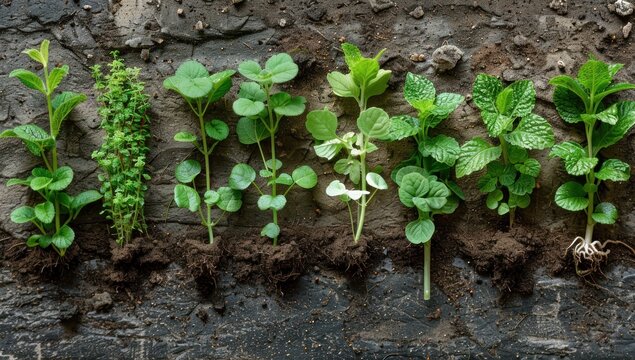Appeal to gardeners: A composition of blank seedlings in various stages of growth, accompanied by text promoting their resilience and adaptability to different climates.