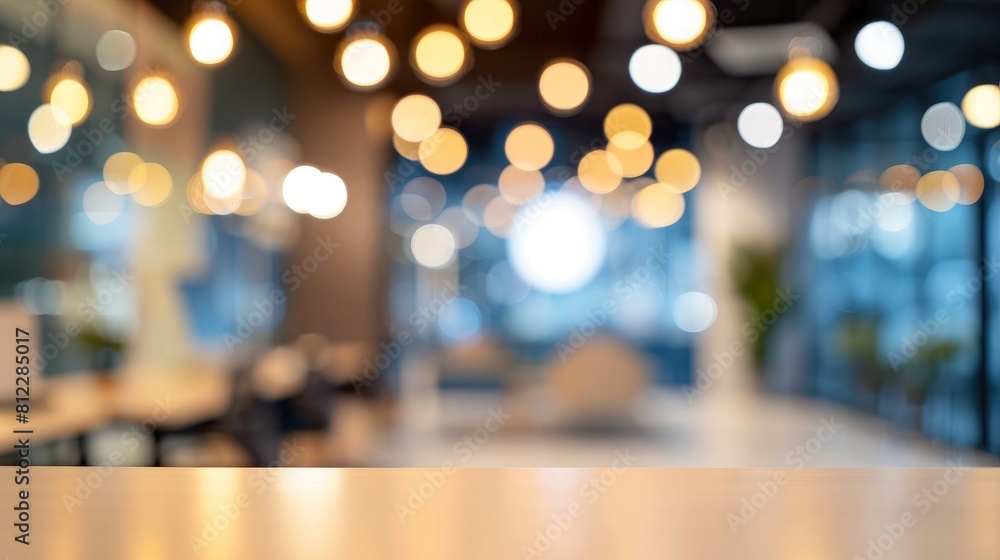 Aufkleber abstract blurred office space with bokeh lights for design background