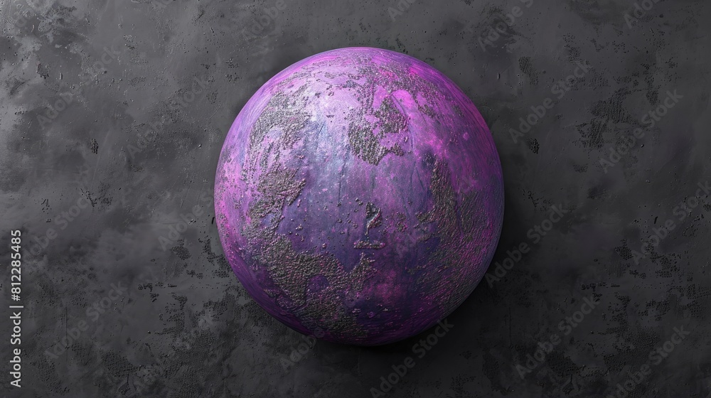 Poster a vibrant 3d rendering showcases an abstract rendition of planet earth featuring a distinctive purpl