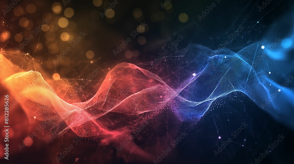 Poster colorful abstract background with lines and dots