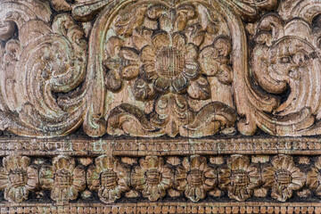 Ancient wooden bas-relief in Sri-Lanka