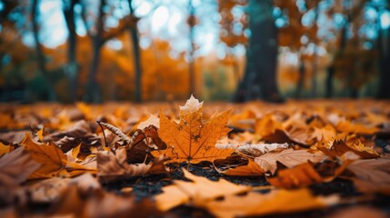 Autumn landscape, Autumn nature, Autumn tree leaves with tree background