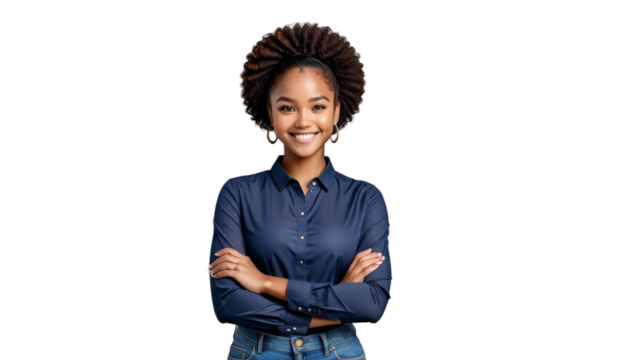 looking american crossed standing woman arms smiling girl ng camera happy businesswoman african portrait successful blacktransparency afro boy people children smile hair person business expression - Powered by Adobe