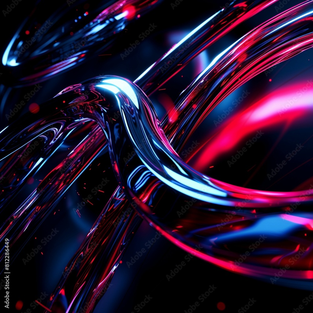Poster computer generated image of red and blue lines