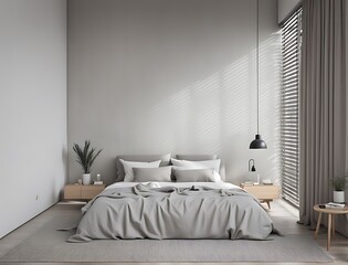 Scandinavian interior design of modern bedroom.	