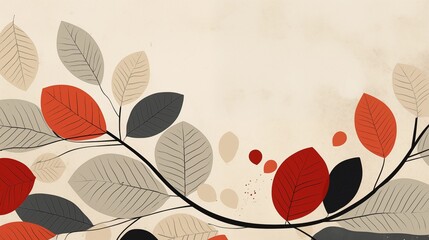 Stylish and Contemporary Botanical Illustration with Abstract Leaf Patterns.
