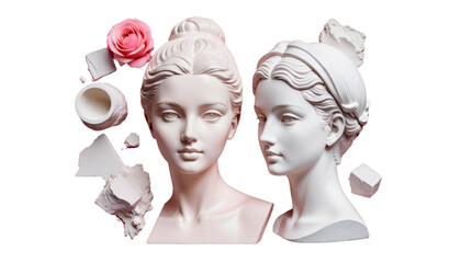 contemporary bright statue ad collage negative portrait plaster space design art colorful background model insert r conceptual pink female text fashion abstract party retro banner funny inspiration