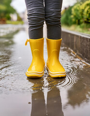 Rainy Day with Yellow Boots