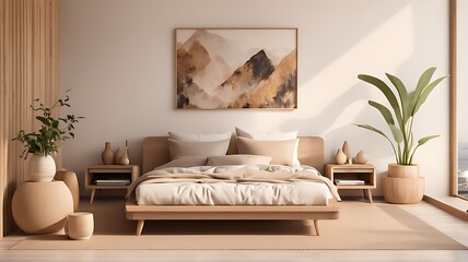 Scandinavian interior design of modern bedroom.	