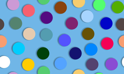 Colorful dotted seamless pattern. trendy polka dots. color circle. blue background.