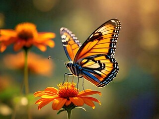 Obraz premium Butterfly Stock Photo, Butterfly, Beauty In Nature, Flower, Generated By Ai