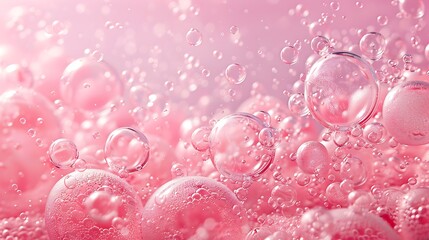 Ethereal pink bubbles with delicate water droplets
