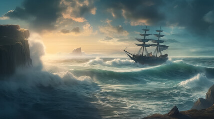Obraz premium At the edge of the world. surreal mystical fantasy artwork