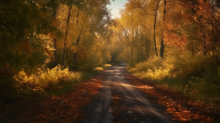 Obraz premium Autumn road in the forest