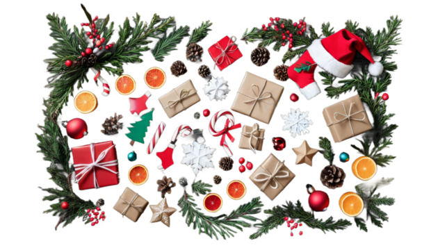 set corners christmas corner border decoration red celebration holiday illustration winter white ornament green frame angle ribbon garland traditional december tree branch isolated gold greeting