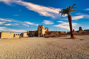 Outer courtyard of the magnificent Temple of Medinet Habu - Mortuary Temple of Ramesses III built...