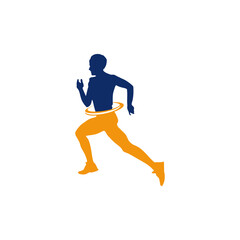Runner marathon trail run logo vector graphic illustration on background, sticker badge