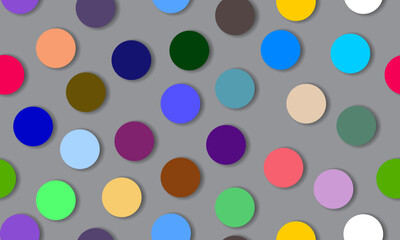 Colorful dotted seamless pattern. trendy polka dots. color circle. gray background.