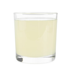 Refreshing lemon juice in glass isolated on white
