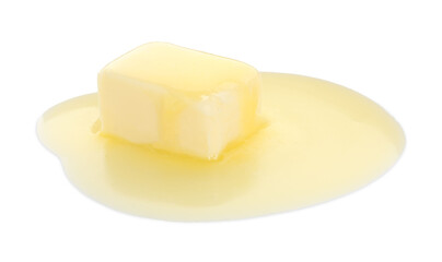 Piece of melting butter isolated on white