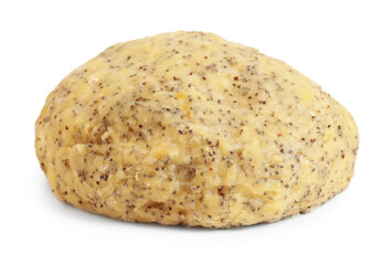 Raw dough with poppy seeds isolated on white