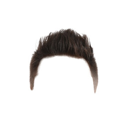 Stylish male hairstyle with brown hair isolated on white