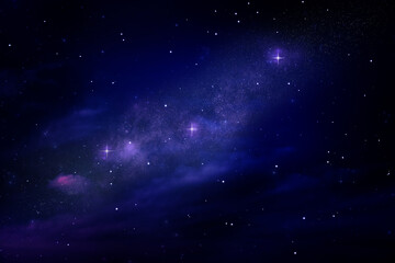 Shiny galaxy and stars in celestial cosmos